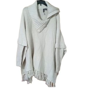 Cozy White Knit Poncho